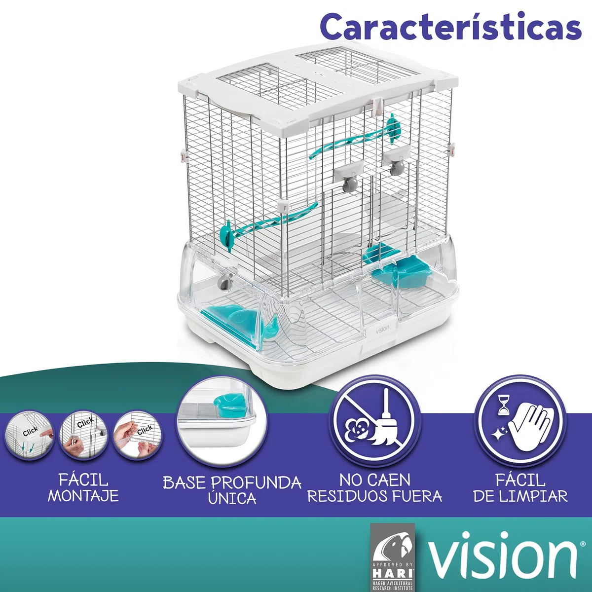 Vision Jaula para Pájaros Modelo S01, 45,5 x 35,5 x 51 cm