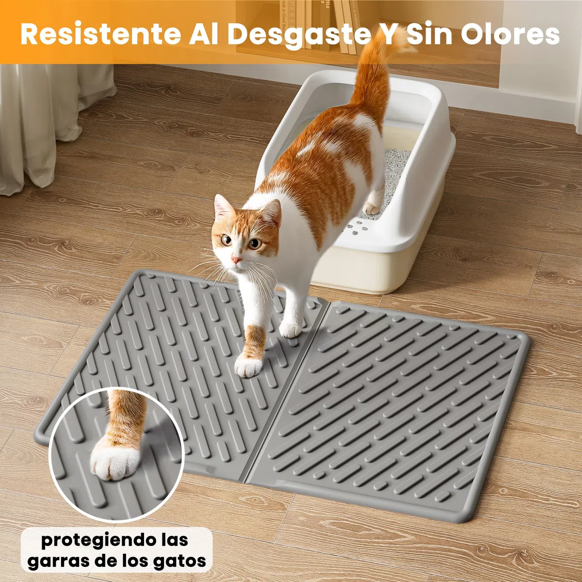 Pieviev Alfombra Gatos Arenero, 61x43cm Alfombrilla Arenero Gato de EVA, Esterilla Lavable para Caja de Arena - Recolección Eficiente, Gris