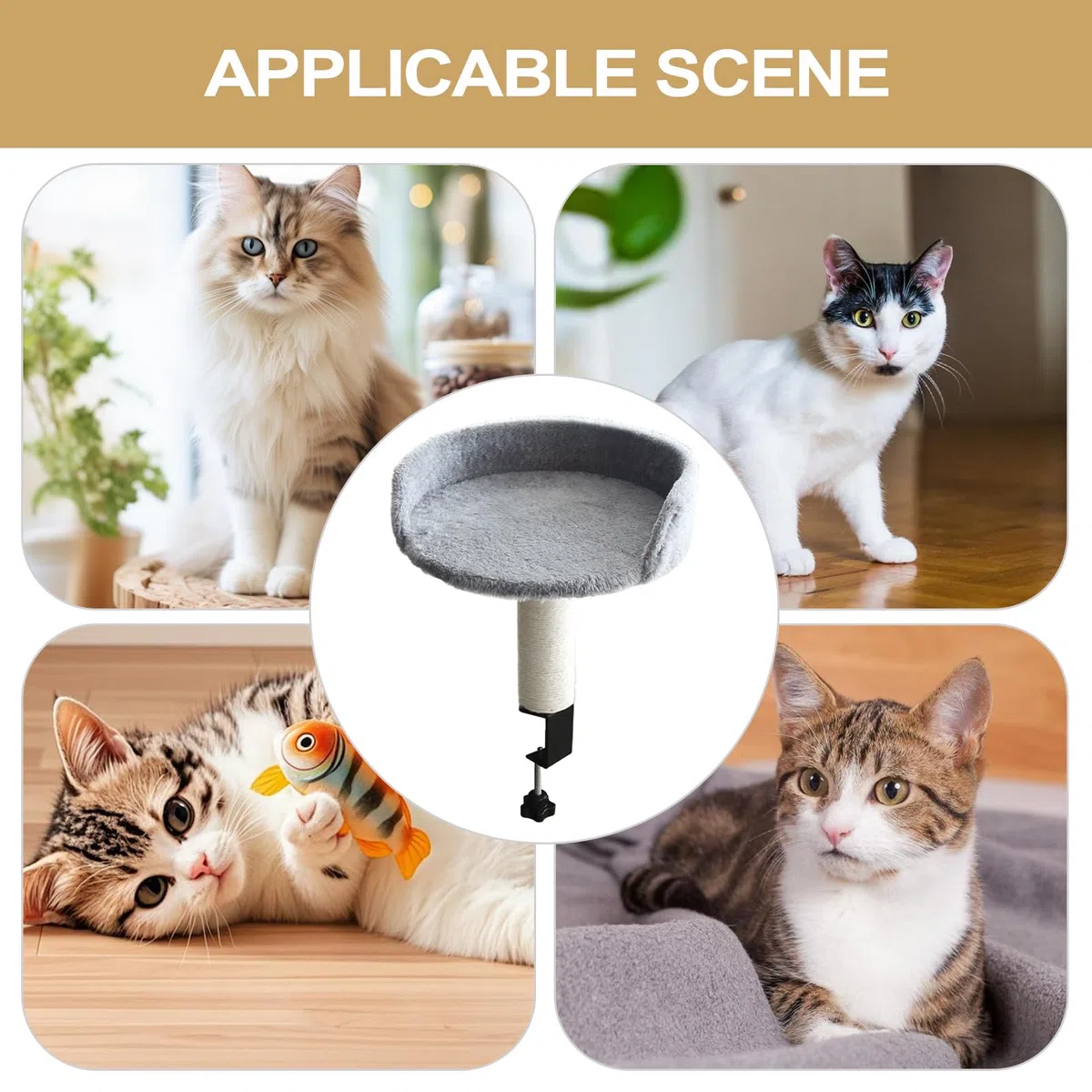 Cama para Gatos Montada En Escritorio Extraíble - Cama para Gatos Que Se Sujeta Al Escritorio - Colchón Suave Cómodo para Interior Dormitorio Sala Apartamento Hogar Mascotas Felinos