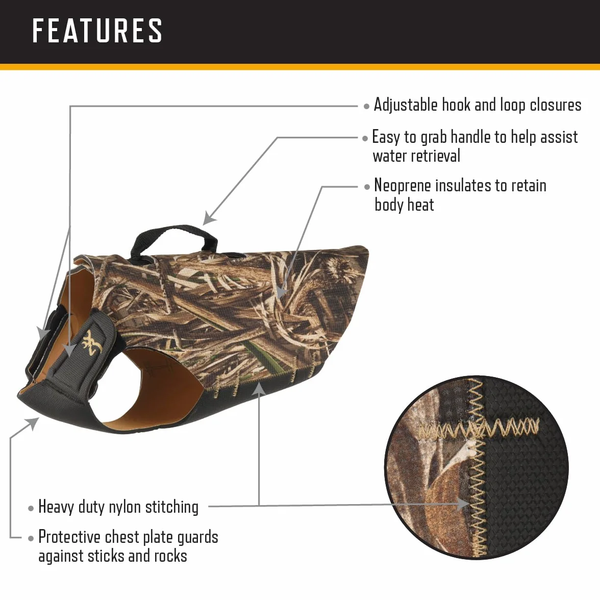 Browning Realtree MAX-5 MAX-5 - Chaleco de Neopreno para Perro, Cobertura Completa con Placa Flexible en el Pecho, 5 mm, S, Realtree MAX-5 (5 mm), S