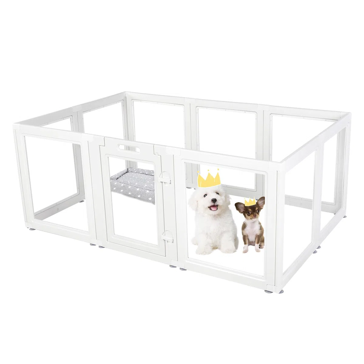 EVERFRONT Corral de plástico acrílico transparente para perros, fácil de montar, corralito para cachorros y gatos