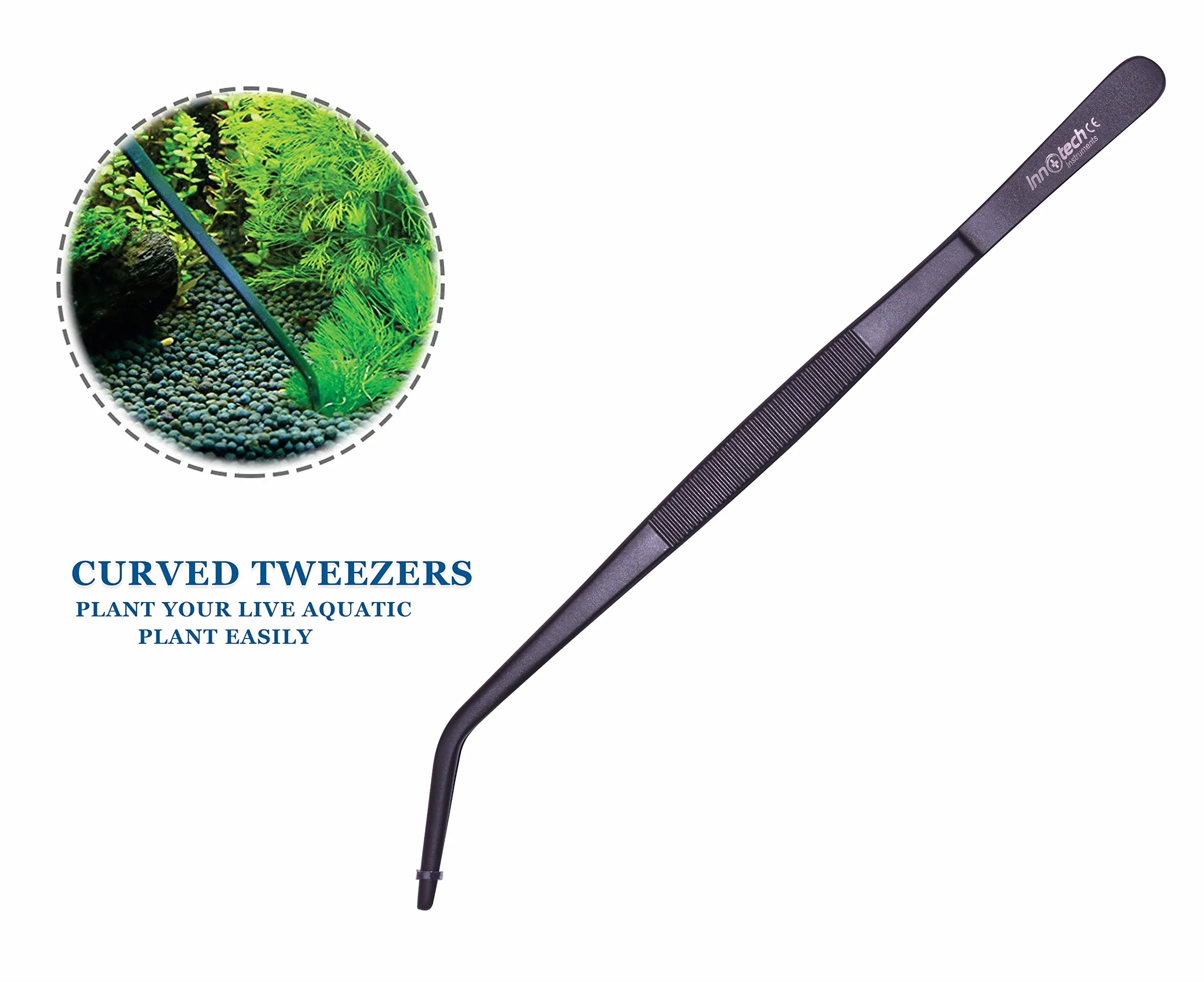 Innotech - Kit de limpieza para acuarios, color negro, juego completo de herramientas para el cuidado del terrario, 5 unidades de acero inoxidable, con estuche de 25 cm