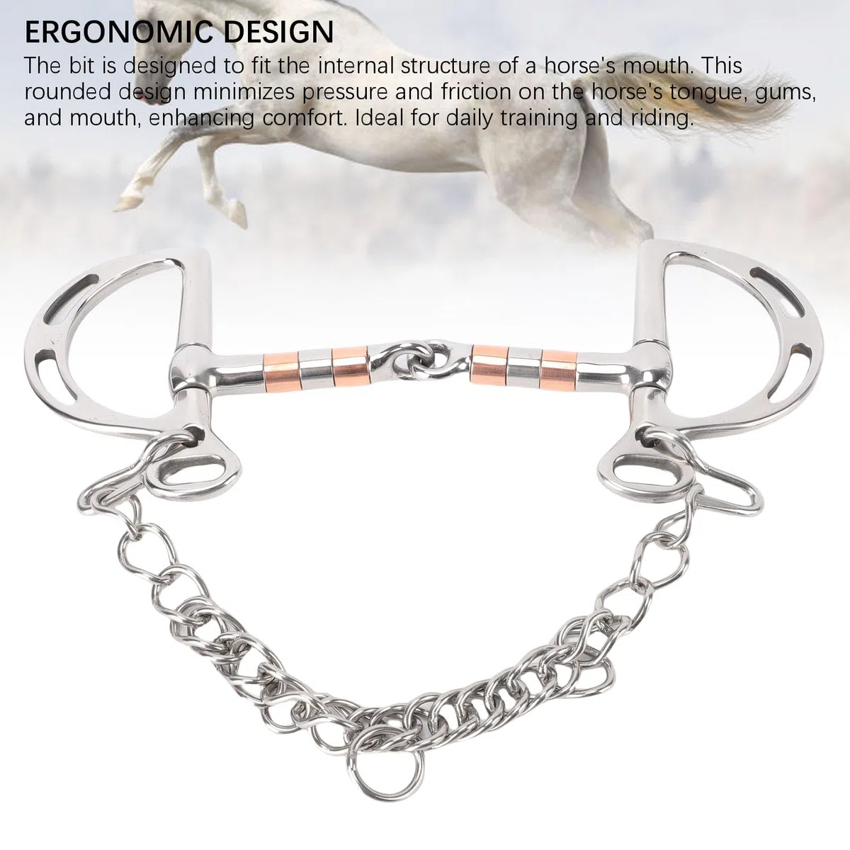 Pssopp Broca de Snaffle de Acero Inoxidable, Diseño Ranurado con Boca Articulada Hueca para un Control y Comodidad Mejorados en la Conducción Ecuestre