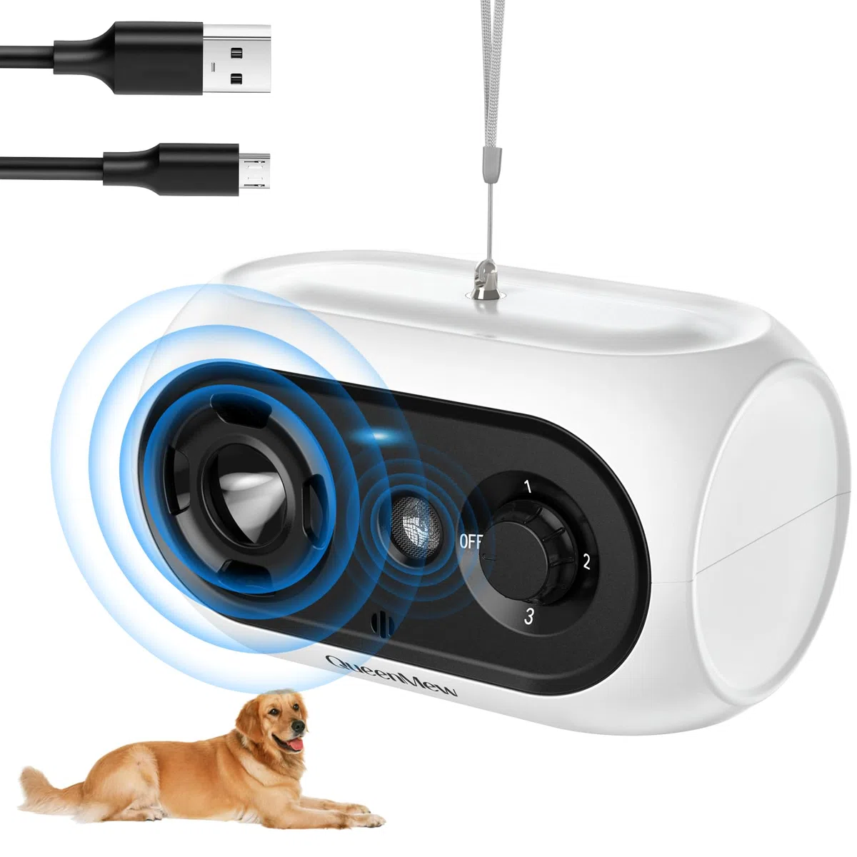Ahuyentador de Perros, Antiladridos para Perros Ultrasónicos de hasta 50 Pies de Control de Largo Alcance, 3 Niveles Ajustables Anti Ladridos para Perros Interiores y Exteriores