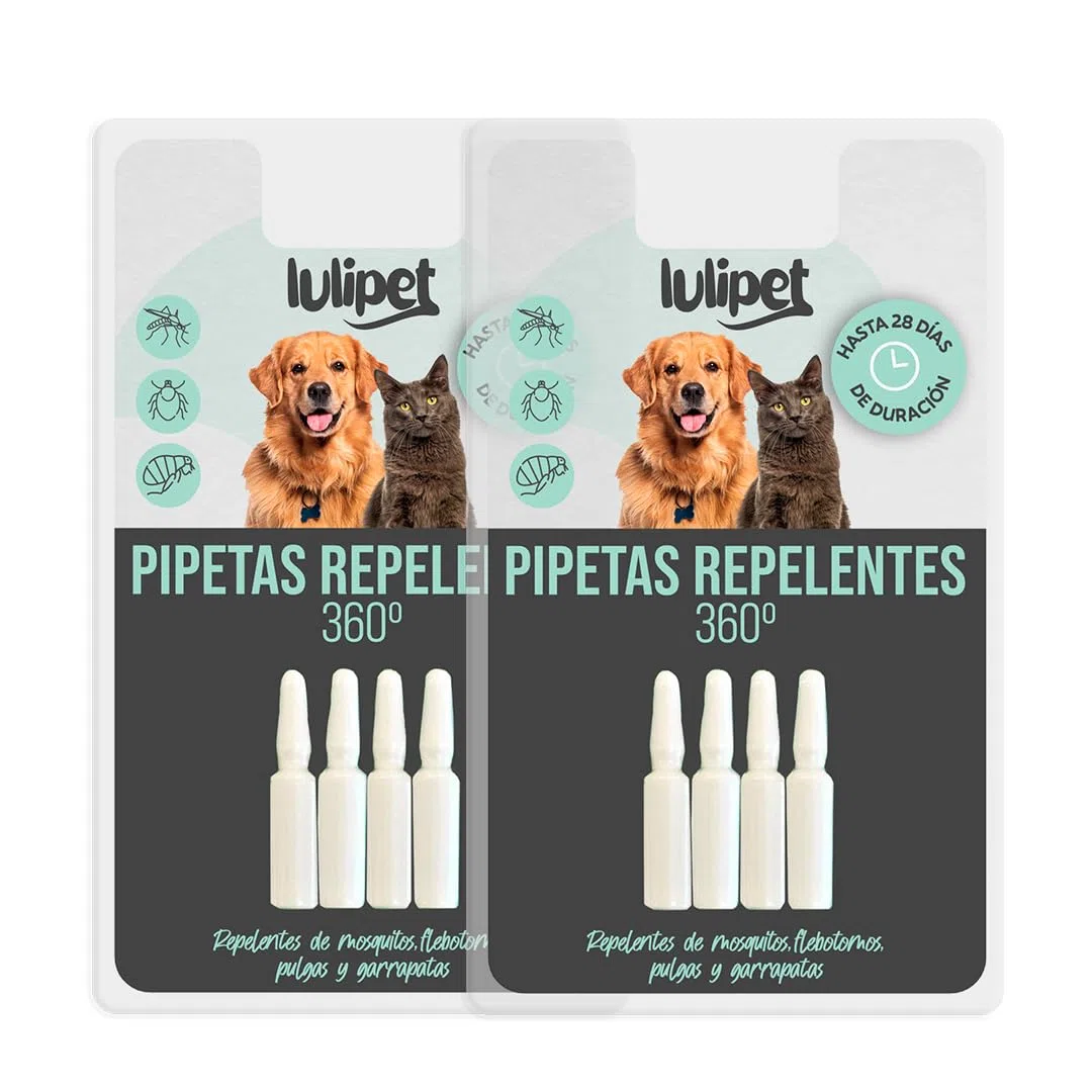 Clim Profesional - 8 Pipetas Antiparasitarias Perros y Gatos Anti Insectos 360º Safe Mascotas Todos los Tamaños. Pack 8 Unidades 2ml