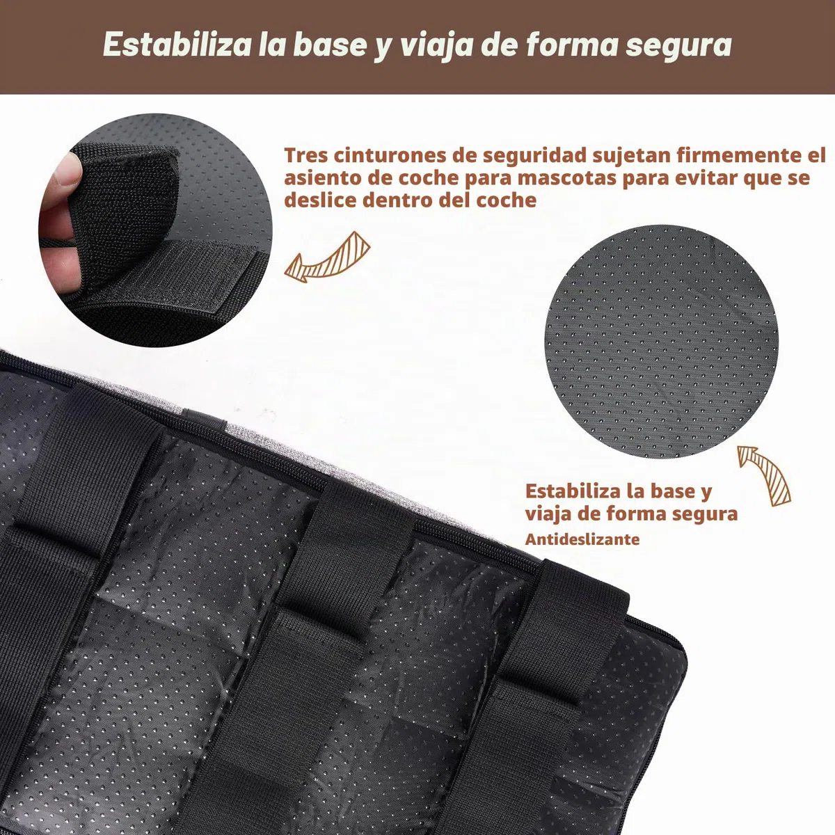 Consola Centro y Asiento para Coch, Cesta Portátil con Cinturón Seguridad y Almohada Lavables – Silla Cómoda para Mascota Pequeña
