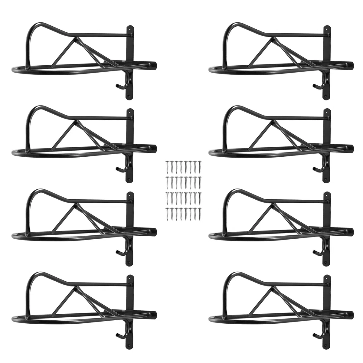 VEVOR 8 PCS Soporte de Pared para Sillín de Caballo 580x223x270mm, Soporte para Sillín de Caballo con Barra de Almohadilla, Soporte Portátil para Sillín Inglés y Occidental para Jardín Ecuestre, Negro