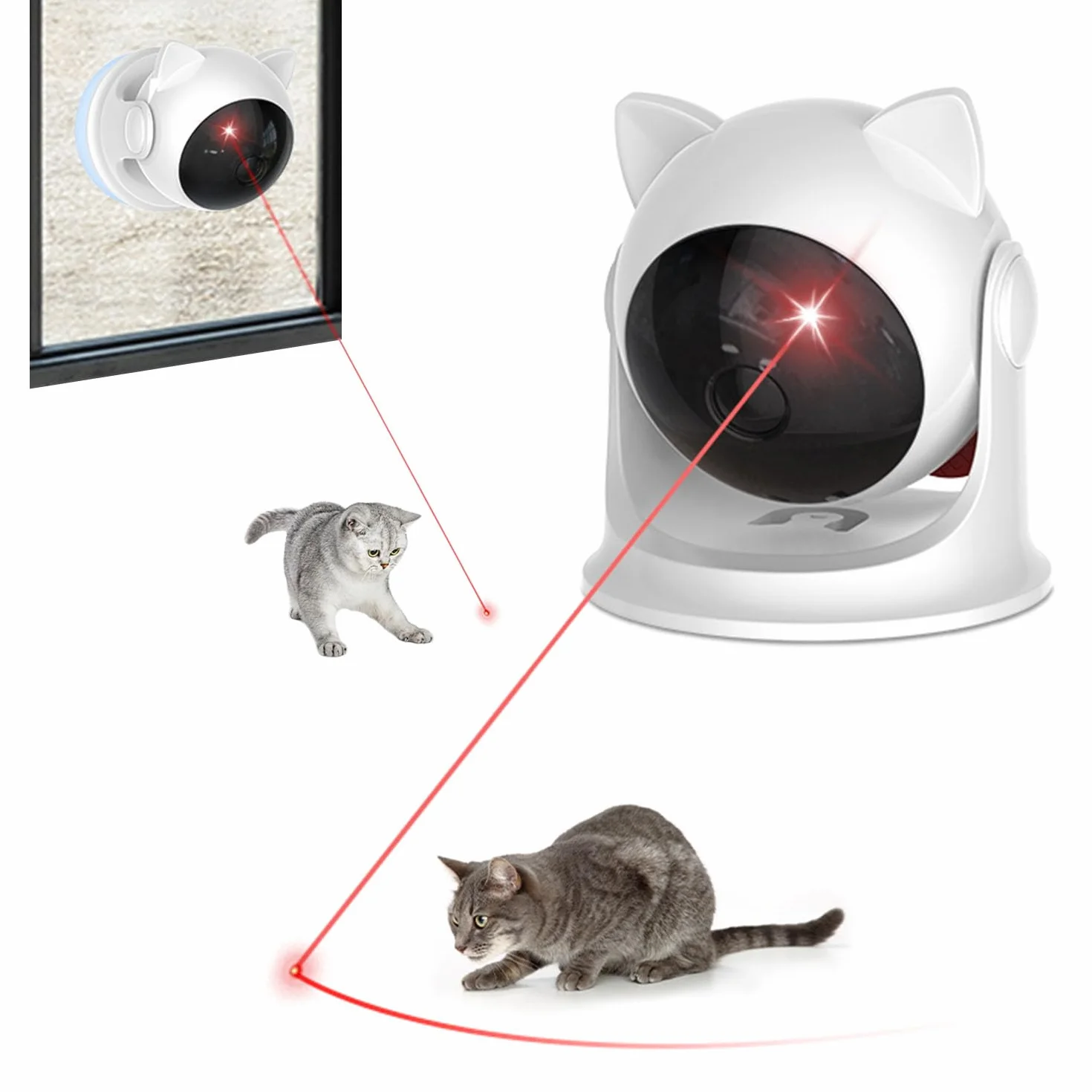 VOVIGGOL Juguete Automático Puntero para Gatos y Perros, Interactivo con USB C Recargable & Alcance Ajustable para Mascotas