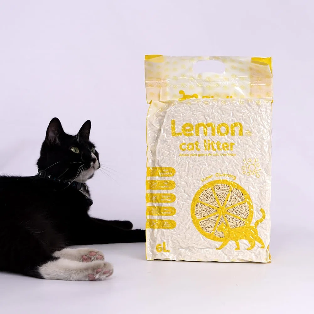 Arena para Gatos deTofu ecológico Vegetal Arena Natural Aglomerante (Lemon-24L)