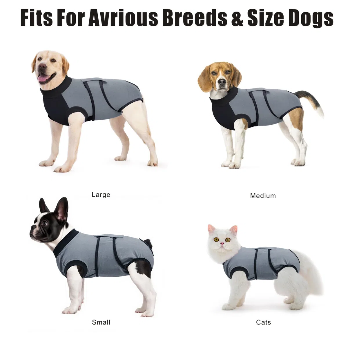 Traje Recuperación Cirugía para Perros, Body Post Quirurgico Perro Trajes Onesie Mascotas Pijamas para Cuidado Postoperatorio Ropa Quirúrgica para Perros (Gris, L)
