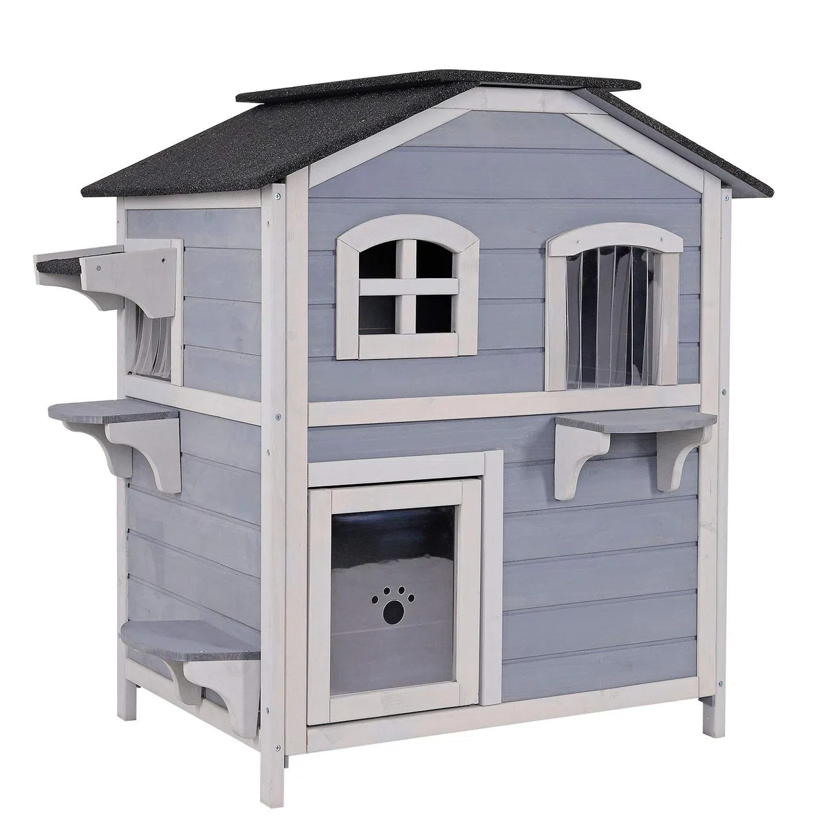 lionto Casa en forma de cueva, Villa para gatos, cabaña 80x55x90 cm, recinto Gris
