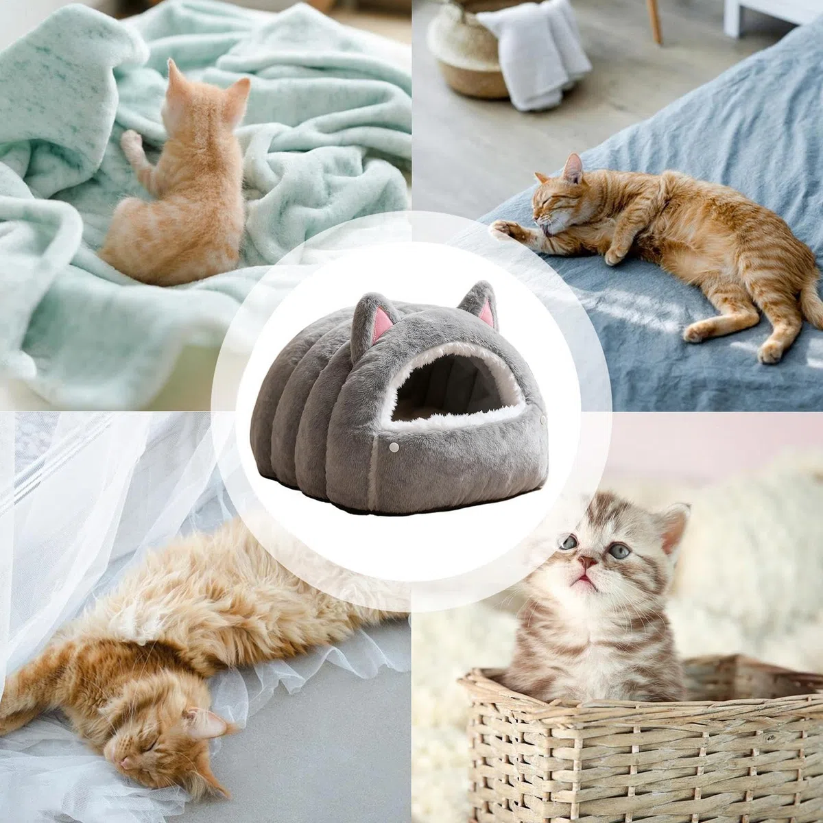 Cama para Gatos - Escondite Para Mascotas De Invierno Con Forma De Cupula - Casa Plegable Para Gatos Y Mascotas,Para Cachorro Y Otras En El Interior Dormitorio Balcón Residencia Y Apartamento