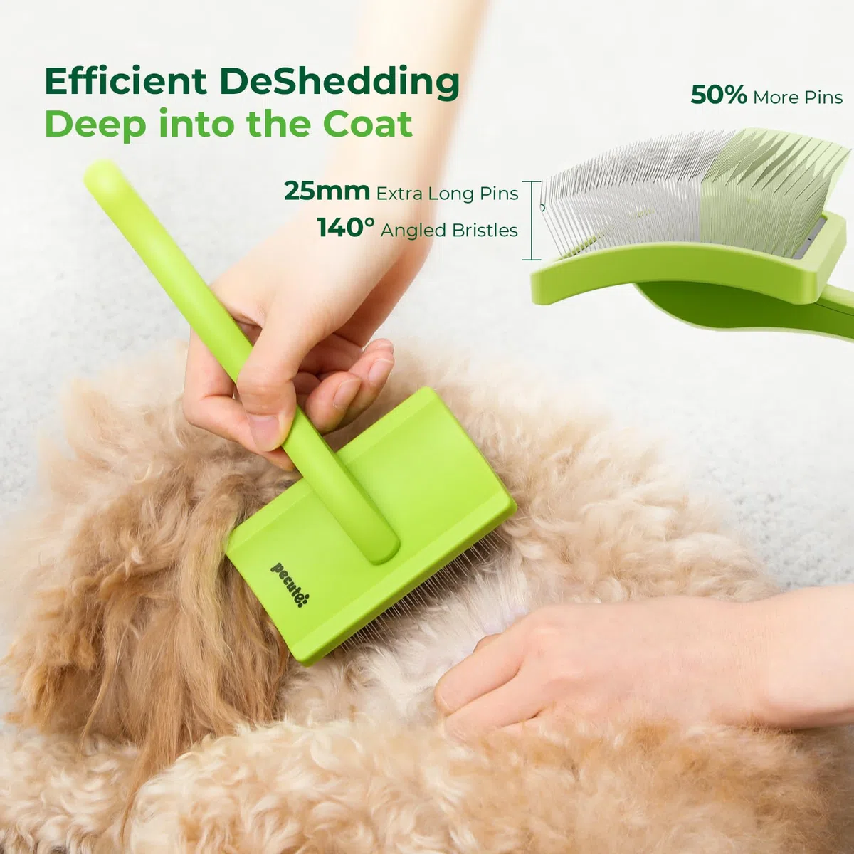 Pecute Cepillo Tipo Slicker, Cepillo para Perros Mascotas, Elimina la Capa Interior, Enredos y Nudos, Carda con pua Larga para Perros Cockapoo, Goldendoodle, Poodle Cepillo desenredante(25mm, S)