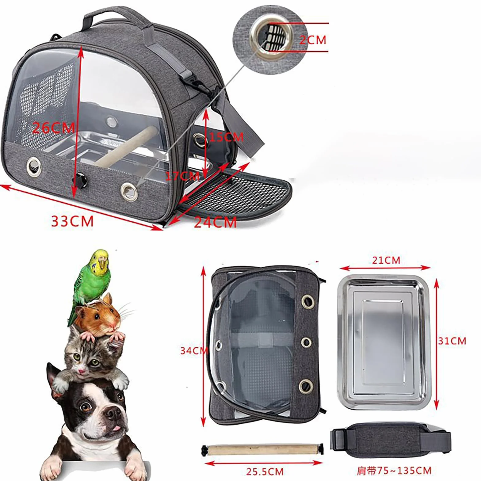 Bolsa de transporte para pájaros con ventana de PVC transparente para loros mochila de viaje portátil plegable para mascotas pequeñas