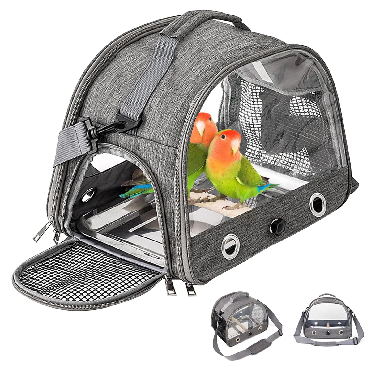 Jaula de Viaje para Pájaros con Percha y Bandeja, 33 * 24 * 26CM Bolsa Transportadora para Pájaros, Bolsa de Viaje para Loros