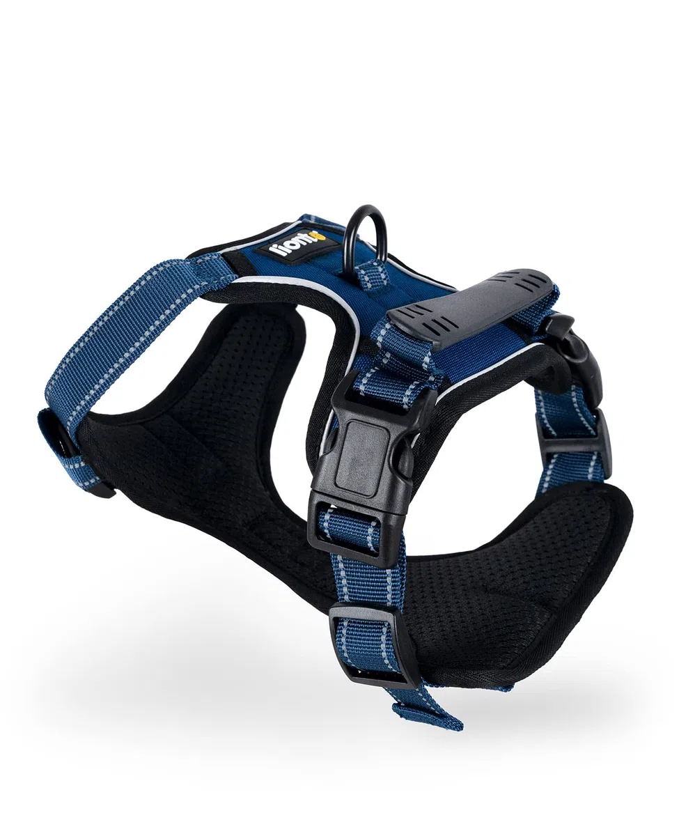 lionto Arnés para Perros Acolchado Anti tirones Reflectante Arnés de Seguridad Ajustable, Talla M, Azul