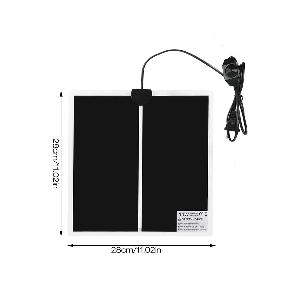 Manta Termica Reptiles Ajustable, 14W Manta Termica Terrario con Control de Temperatura Reptil Heat Mat para Reptiles Tortuga Serpientes Lagarto Araña Geckos (28 * 28cm)