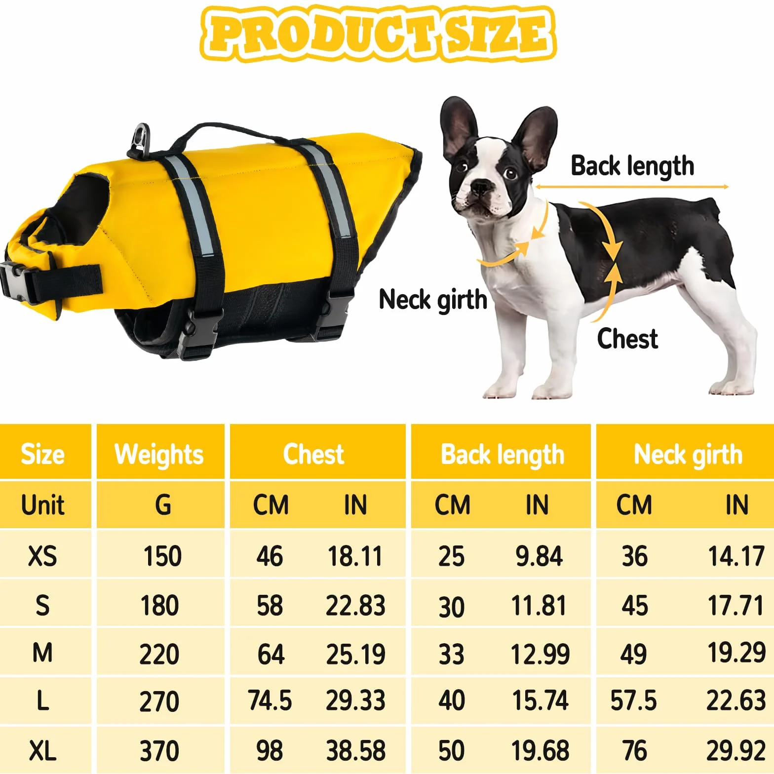 Chaleco Salvavidas para Perros, FainFun Chaleco Flotador para Perros Grandes Pequeños Medianos Naranja, Que Nadan en el Agua (Amarillo, Large)