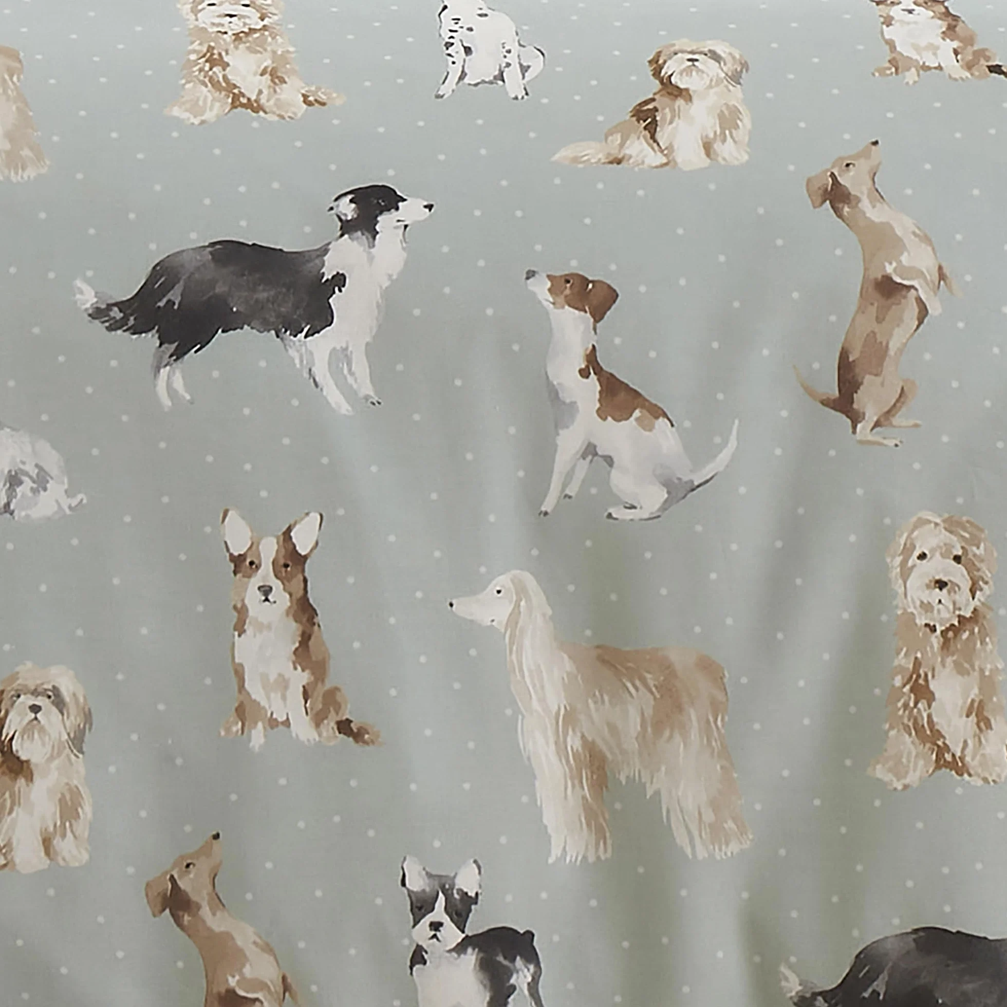Fusion - Funda de edredón de Perro Azul Huevo de Pato - Tamaño de Cama Doble (200 x 200 cm) - Diseño Reversible (Beige y Azul Huevo de Pato) - Ropa de Cama con Estampado de Huellas de Perro -