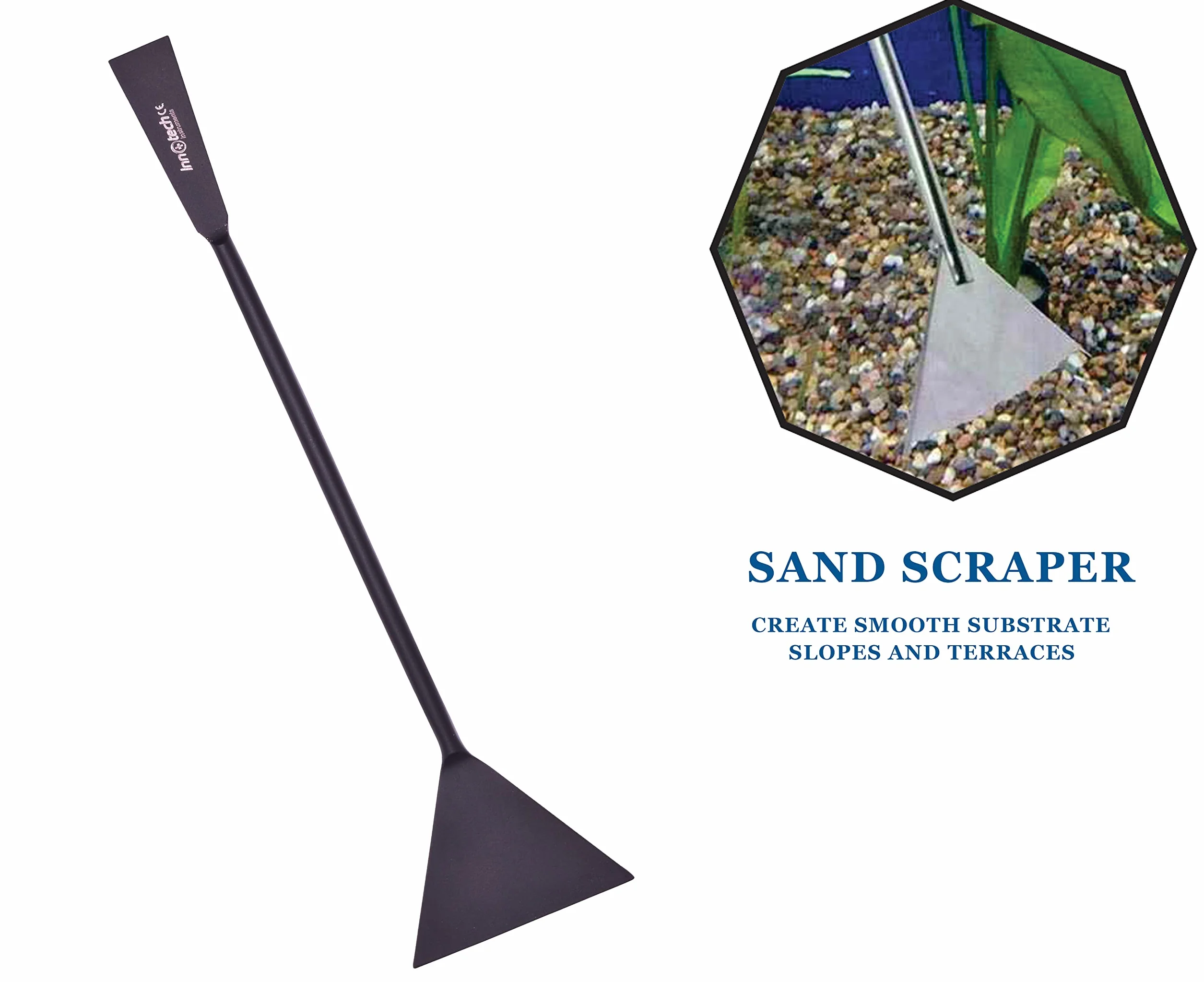 Innotech - Kit de limpieza para acuarios, color negro, juego completo de herramientas para el cuidado del terrario, 5 unidades de acero inoxidable, con estuche de 25 cm