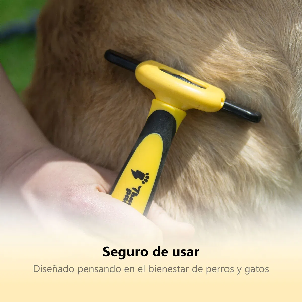 Peine Profesional para Mascotas, Herramienta de Cuidado para Perros, D-Shedz para Razas de Perros, Gatos con Pelo Corto o Largo, Pequeño, Mediano y Grande (Amarillo)