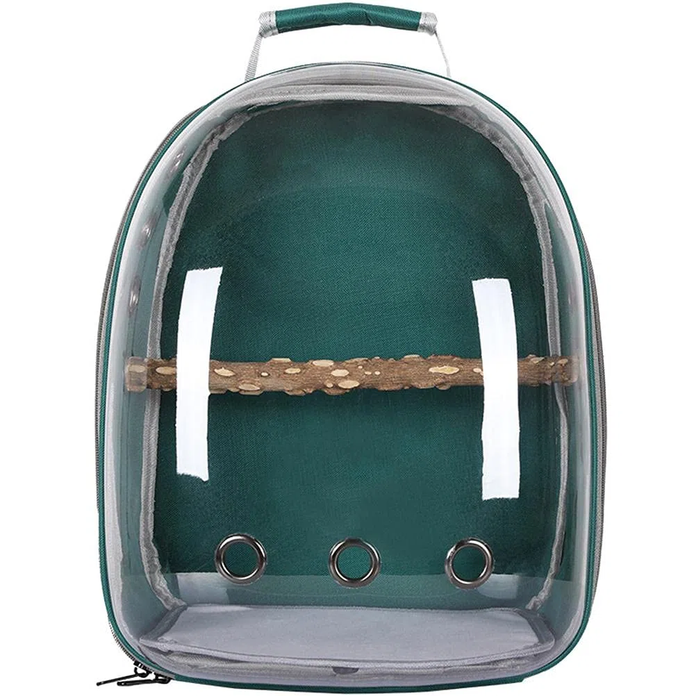 Mochila de viaje para loros, cápsula espacial, transparente y transpirable (verde)