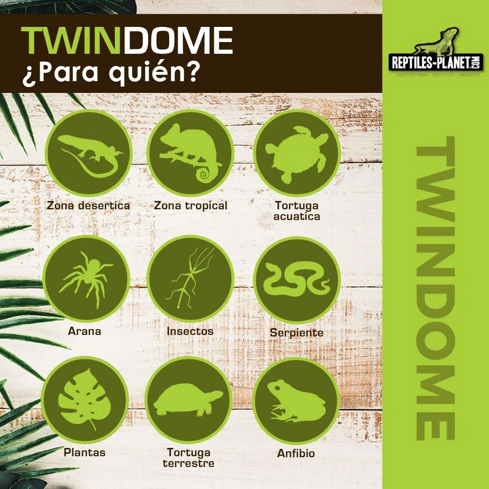 Reptiles Planet Twindome 14 - Soporte Doble para Bombilla para Colgar o Colocar en el terrario (14 cm de diámetro, 16 cm)