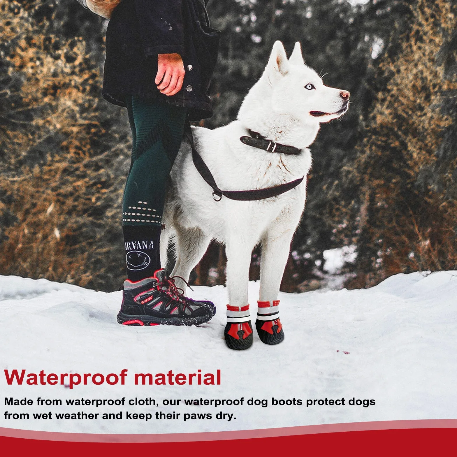 Zapatos para perro, botas impermeables para patas lesionadas, juego de 4 botas impermeables para perro con correas reflectantes ajustables y suela antideslizante para perros pequeños, medianos