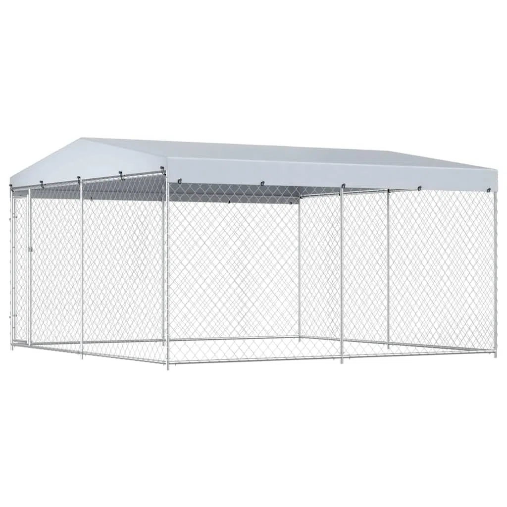 vidaXL Perrera de Exterior con Techo 3,8x3,8x2,4 m