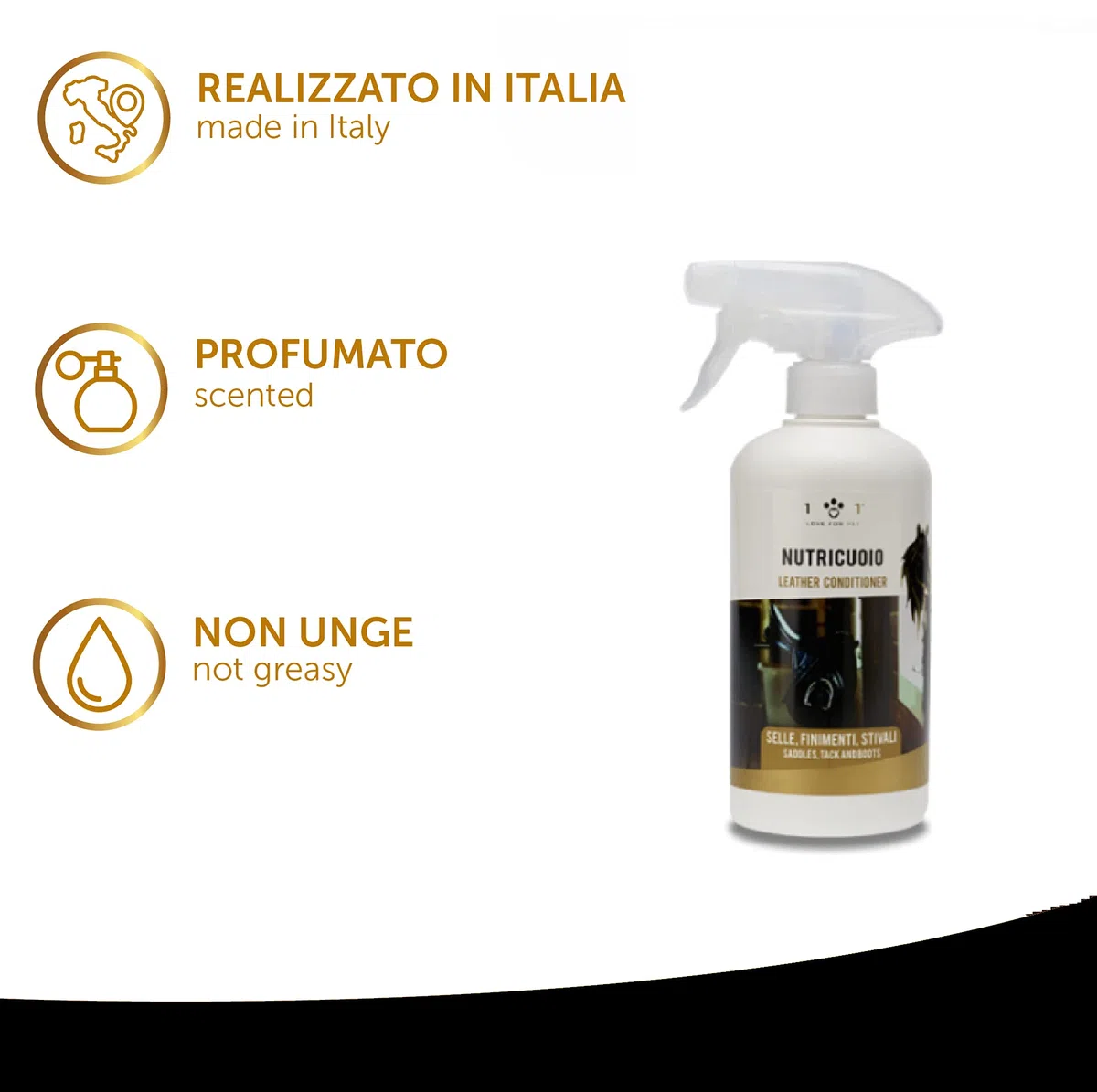 Limpiador de cuero, 500ml - Limpia, nutre y suaviza todos los artículos de cuero como sillas de montar, arneses, botas, zapatos, bolsos, etc. - Contiene solo ingredientes naturales - Linea 101