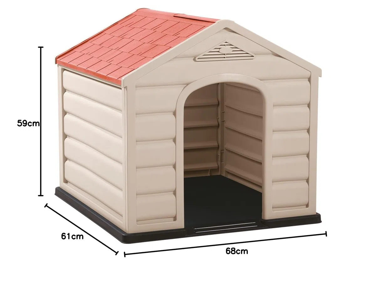 KG KITGARDEN - Caseta Perro Pequeño Jardín, 58,5x61x68cm, Beige/Terracota