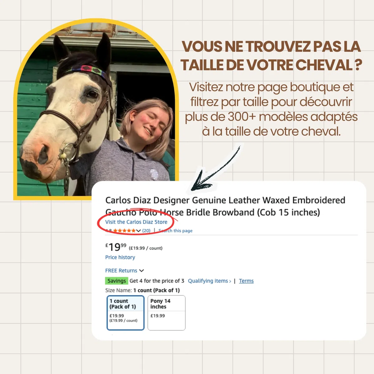 Carlos Diaz Frontalera Polo Gaucho Bordada y Encerada de Cuero Genuino de Diseñador (Caballo Cob 15 Pulgadas)