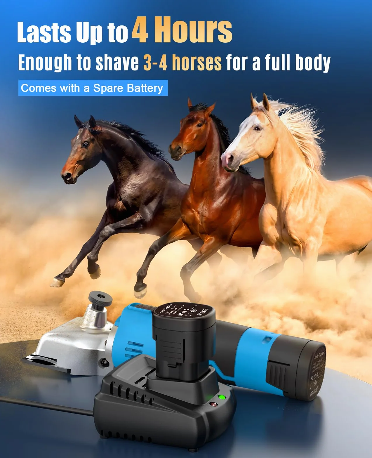 oneisall Esquiladora Caballos Ovejas 2 baterias, Profi Maquina pelar Ovejas & Caballos & otros animales con pelo enmarañado, Esquiladora Ovejas Inalambrica con 2400 RPM/MIN Motor Potente