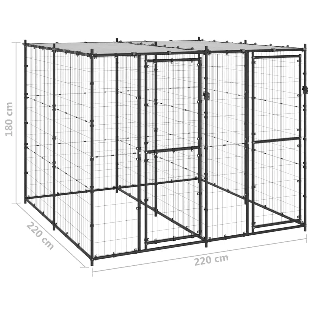 ARKEM Perrera de Exterior de Acero con Techo 4,84 m² Jaulas para Gallinas Parque Perros Grandes