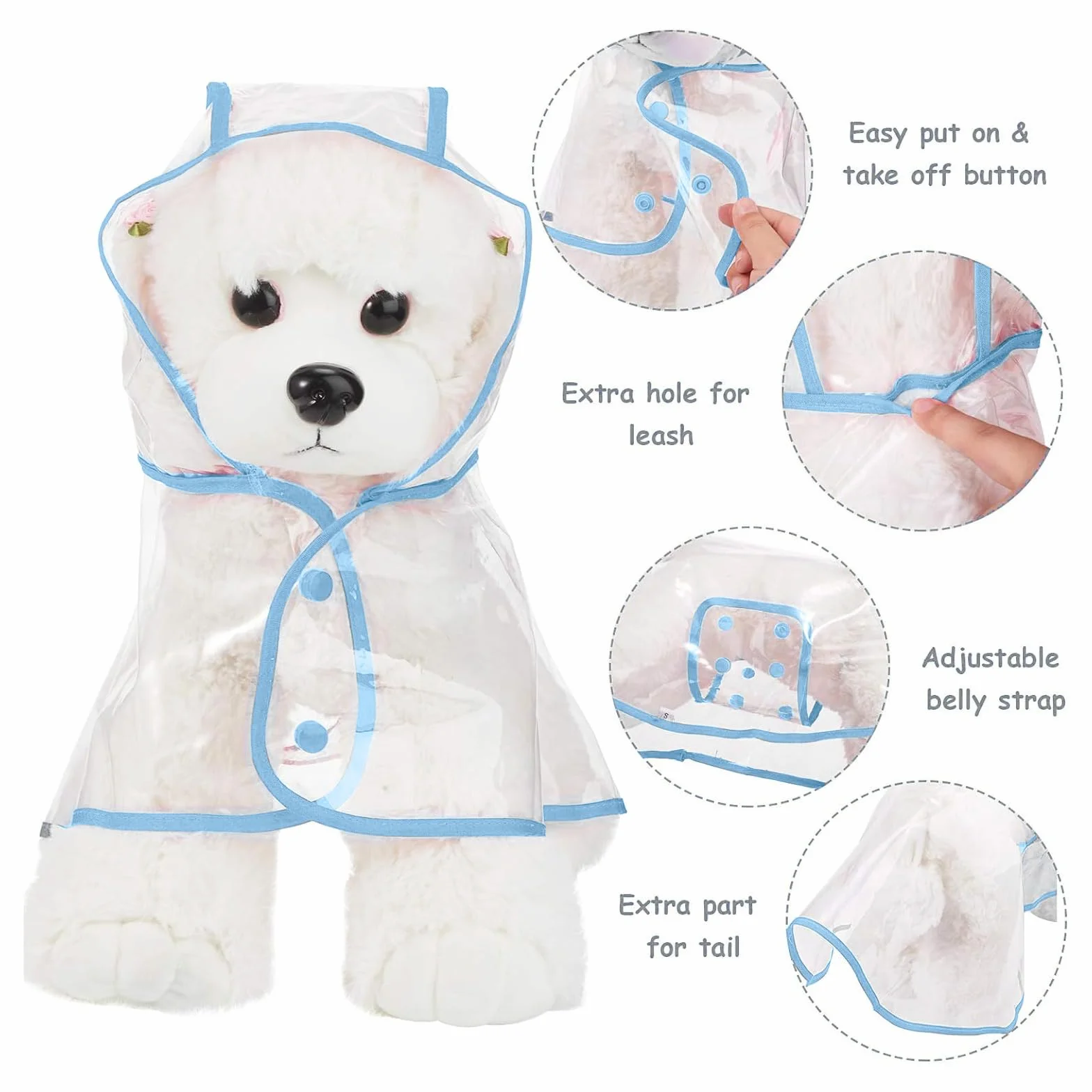 PETCUTE Impermeable para Perros, 100% Impermeable Chaqueta para Perros, Poncho Impermeable para Perros con Capucha, Resistente a la Lluvia y al Viento, Chubasquero para Perros Pequeños
