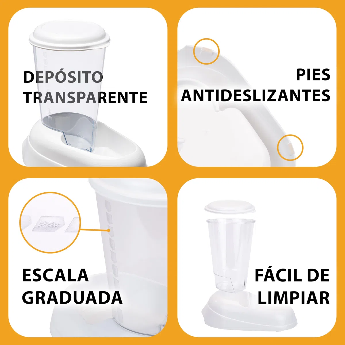 Ferplast Dispensador de Agua para Perro y Gato Nadir Drinker 3 litros para Perro pequeños y medianos, Fondo Antideslizante, 29,2 x 20,2 x h 28,8 cm Blanco