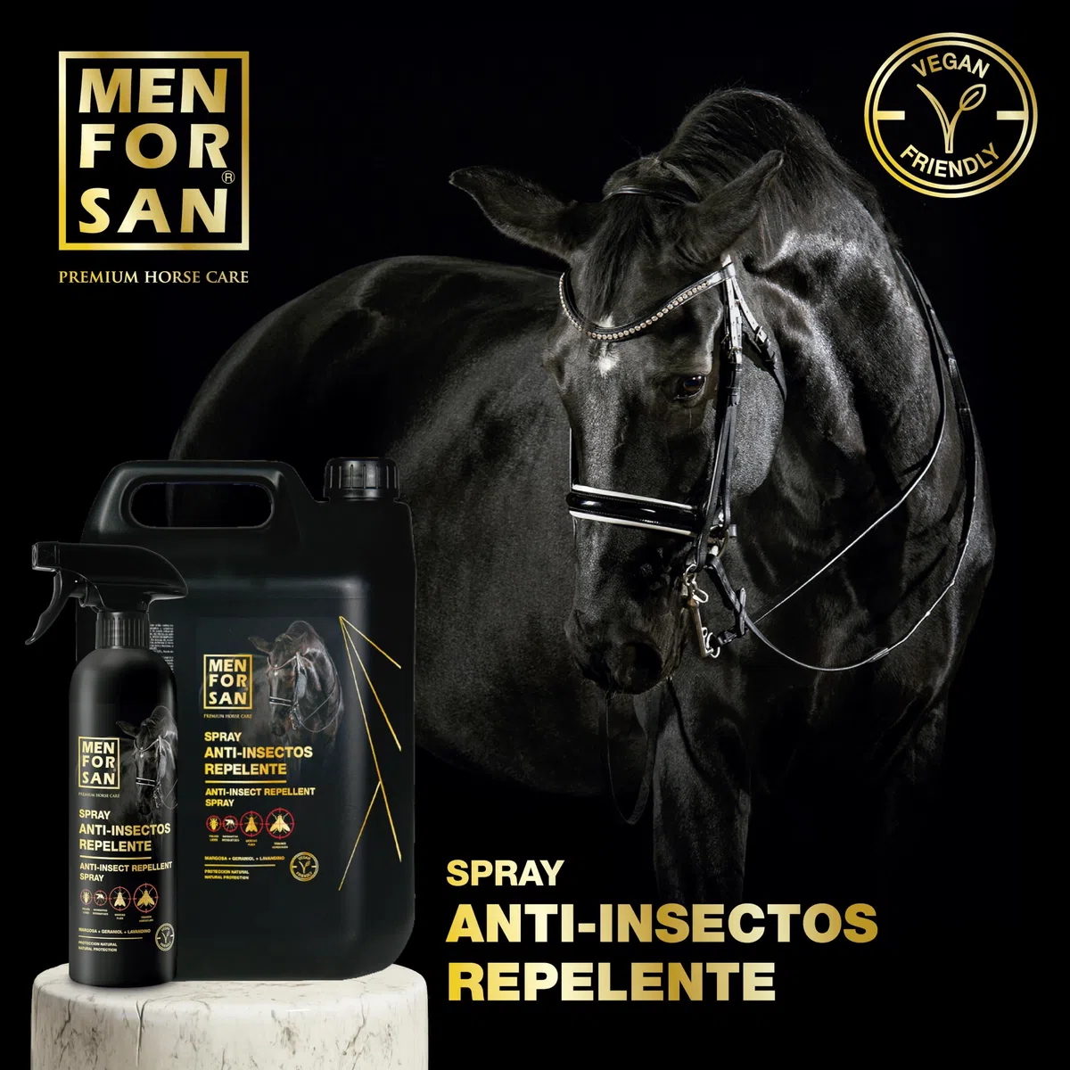 MENFORSAN Spray Anti-Insectos Repelente, 5L | con Margosa, geraniol y lavandino | Bio, 100% Natural | Premium Horse Care