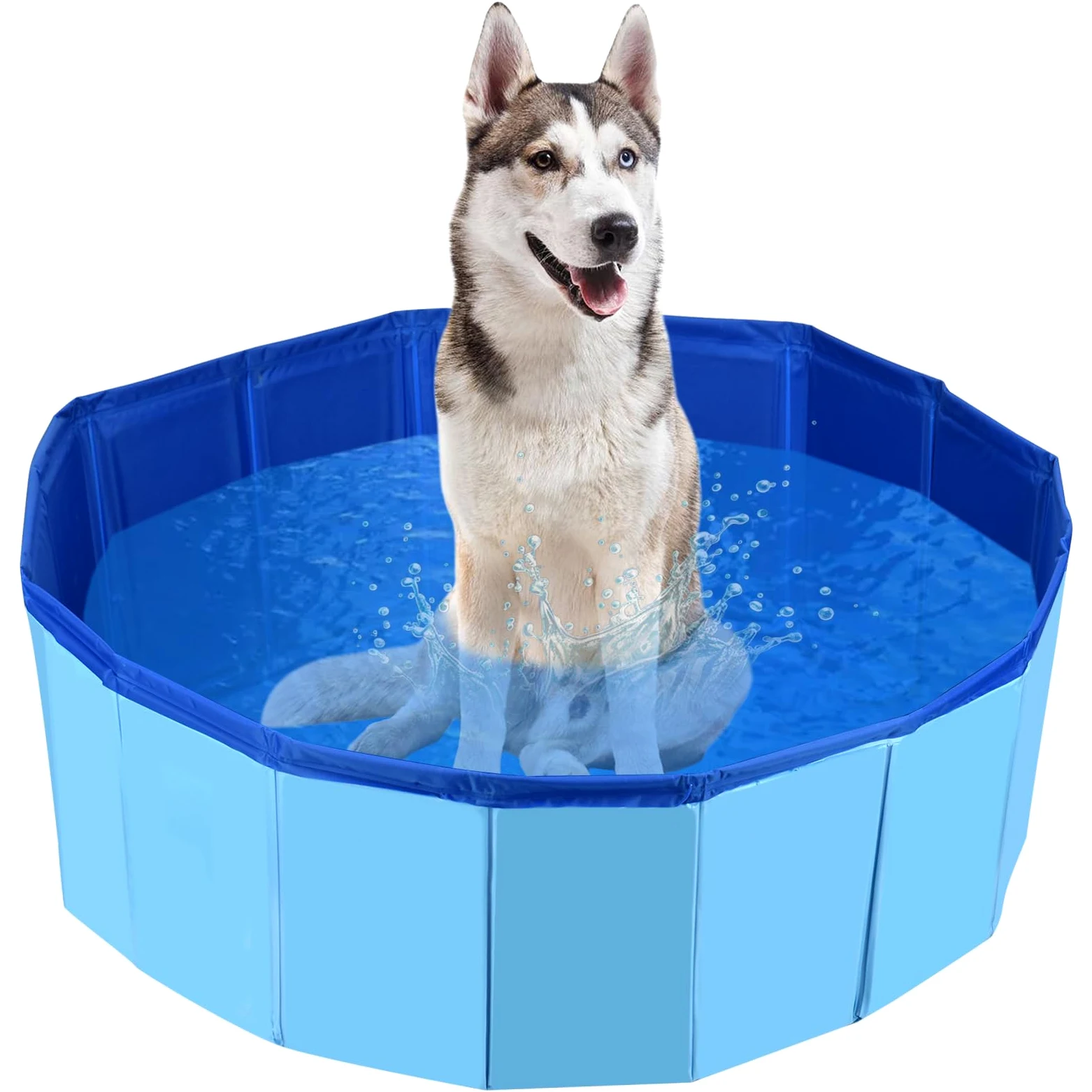 Tina plegable para perros, piscina grande de PVC para mascotas, piscina de juegos para mascotas, piscina antideslizante para el baño de perros en el jardín (80 x 20 cm)