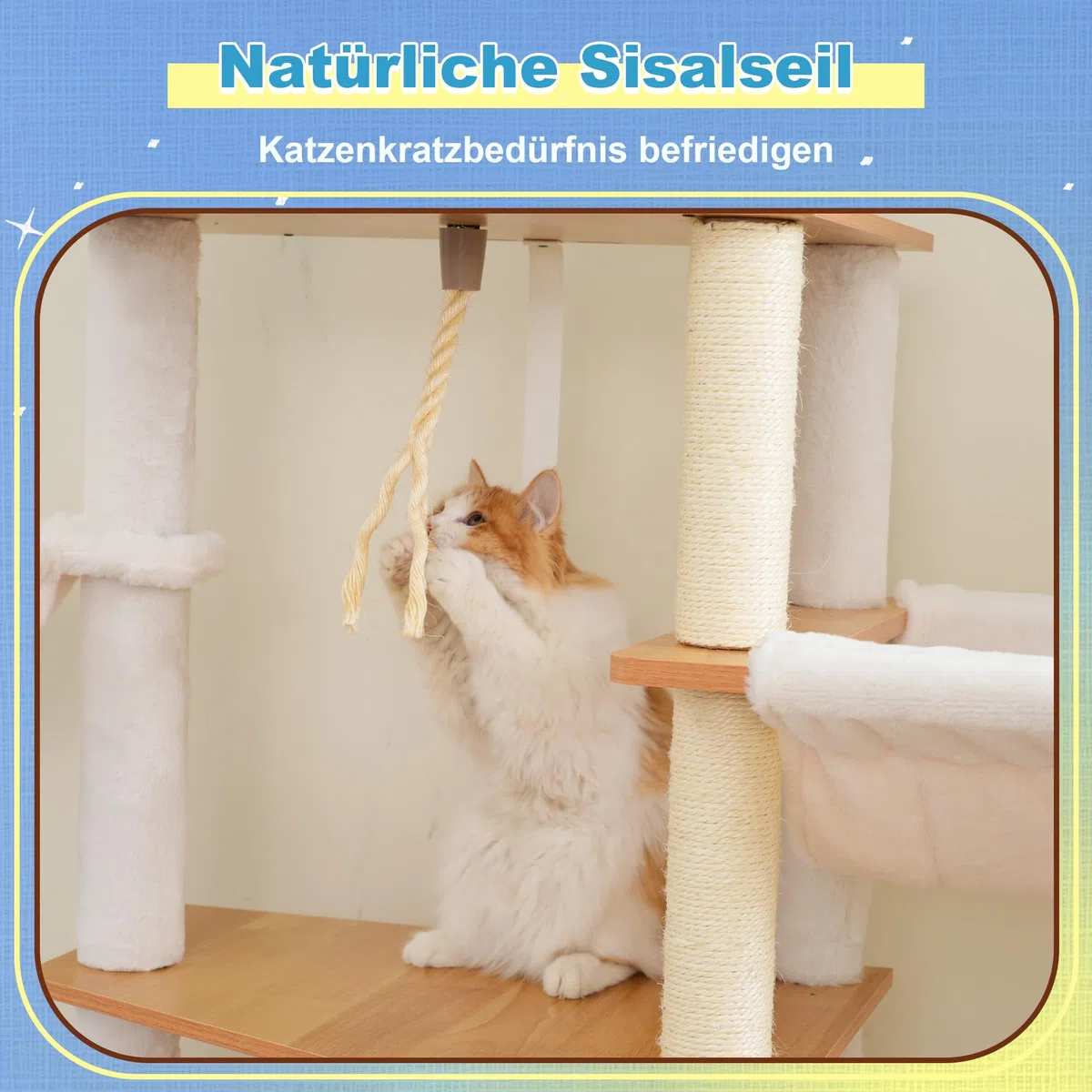 Hey-brother Árbol para Gatos de Madera Moderno, Rascador para Gatos 184 cm, Multinivel Estable con Plataformas Grandes, Hamaca, Cueva para Gatos, Máquina Peinadora y Escalera, Nogal MPJ121WB
