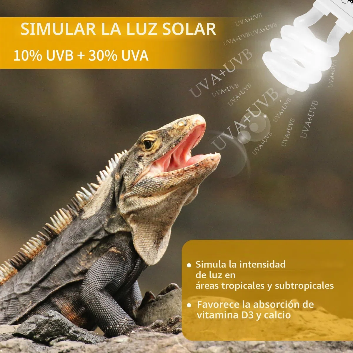 LUCKY HERP lámpara uvb de terrario, reptiles UVA UVB 10.0, E27 compacta para gamones, tortugas, serpientes, lagartos, reptiles y anfibios
