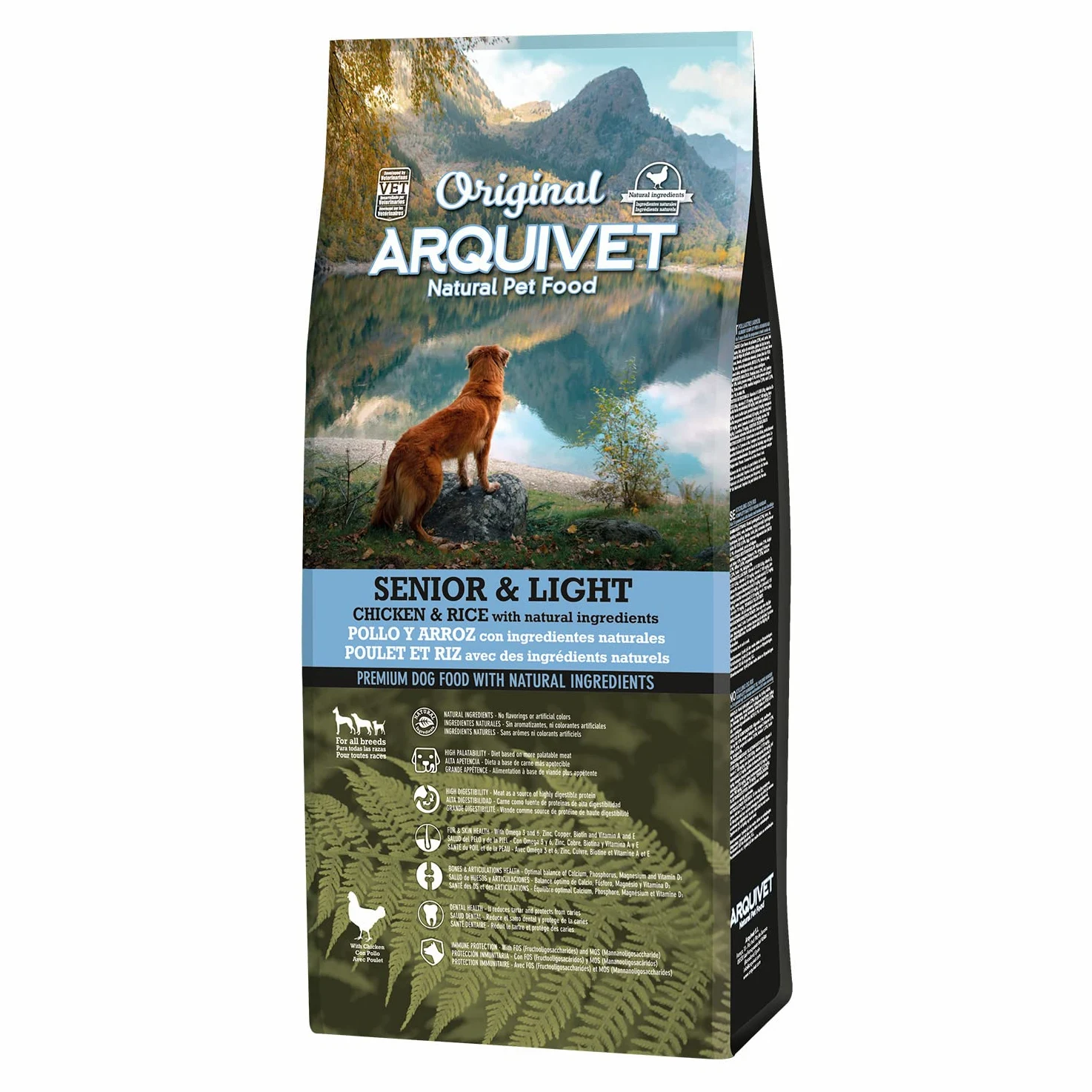 Arquivet Original Senior Y Light - Pienso para Perros Adultos Mayores - Pollo y Arroz - Marrón, 12 kg (Paquete de 1)