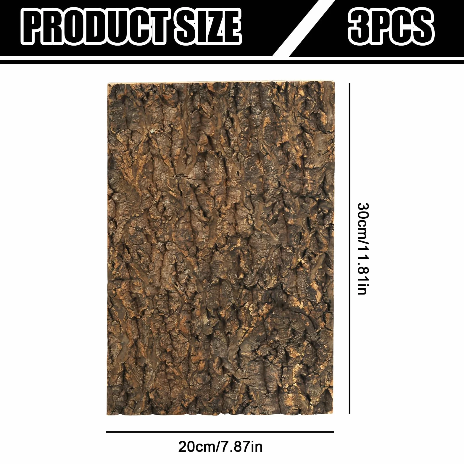 GOMETY 3 piezas corteza de corcho para terrario 30x20 cm, paredes traseras naturales aspecto corteza de árbol, decoración de pared para reptiles, lagartos, geckos, tortugas, serpientes y dragones