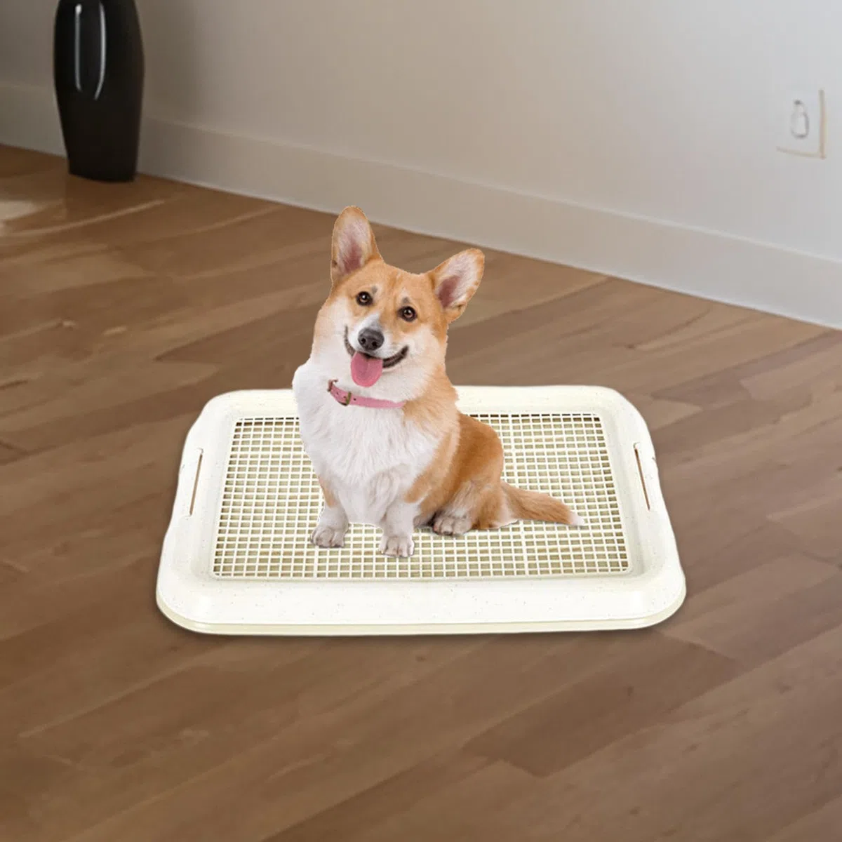 rockible Orinal para Perros, Caja de Arena para Perros, Soporte para Almohadilla para Orinar para Cachorros, Bandeja para Orinal de Malla para Cachorros