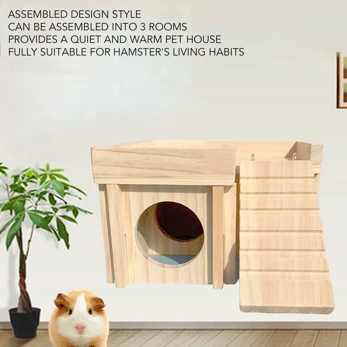 Casa de Hámster y Escondite, Varias Habitaciones, Juguete de Túnel de Escondite de Madera con Escalera para Hámster de Guinea, Jerbos, Ratones, Lemmings, Castillo de Conejito