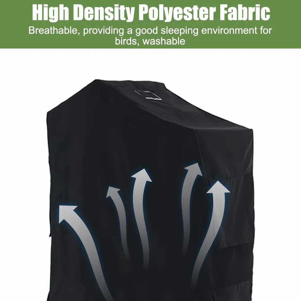 DONGKER Funda para jaula de pájaros, impermeable, protección solar para pájaros, funda opaca transpirable con cremallera y cierre autoadhesivo para pájaros, loros, periquitos, guacamayos, tortolitos
