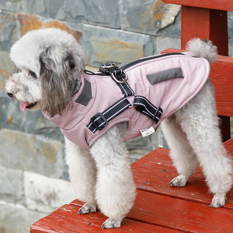 Chaquetas de Invierno para Perros,Abrigos cálidos para Perros Ropa Reflectante para Perros Chaleco Impermeable para Cachorros con arnés para Perros pequeños y medianos