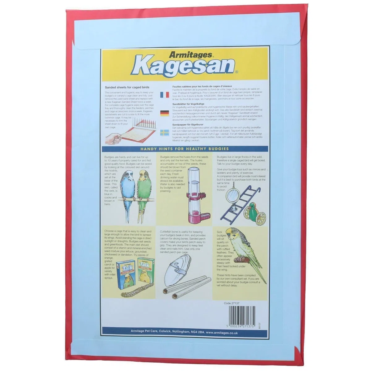 AB Tools 30 hojas de papel de lija para jaulas, periquitos, pájaros enjaulados, 28 x 43 cm