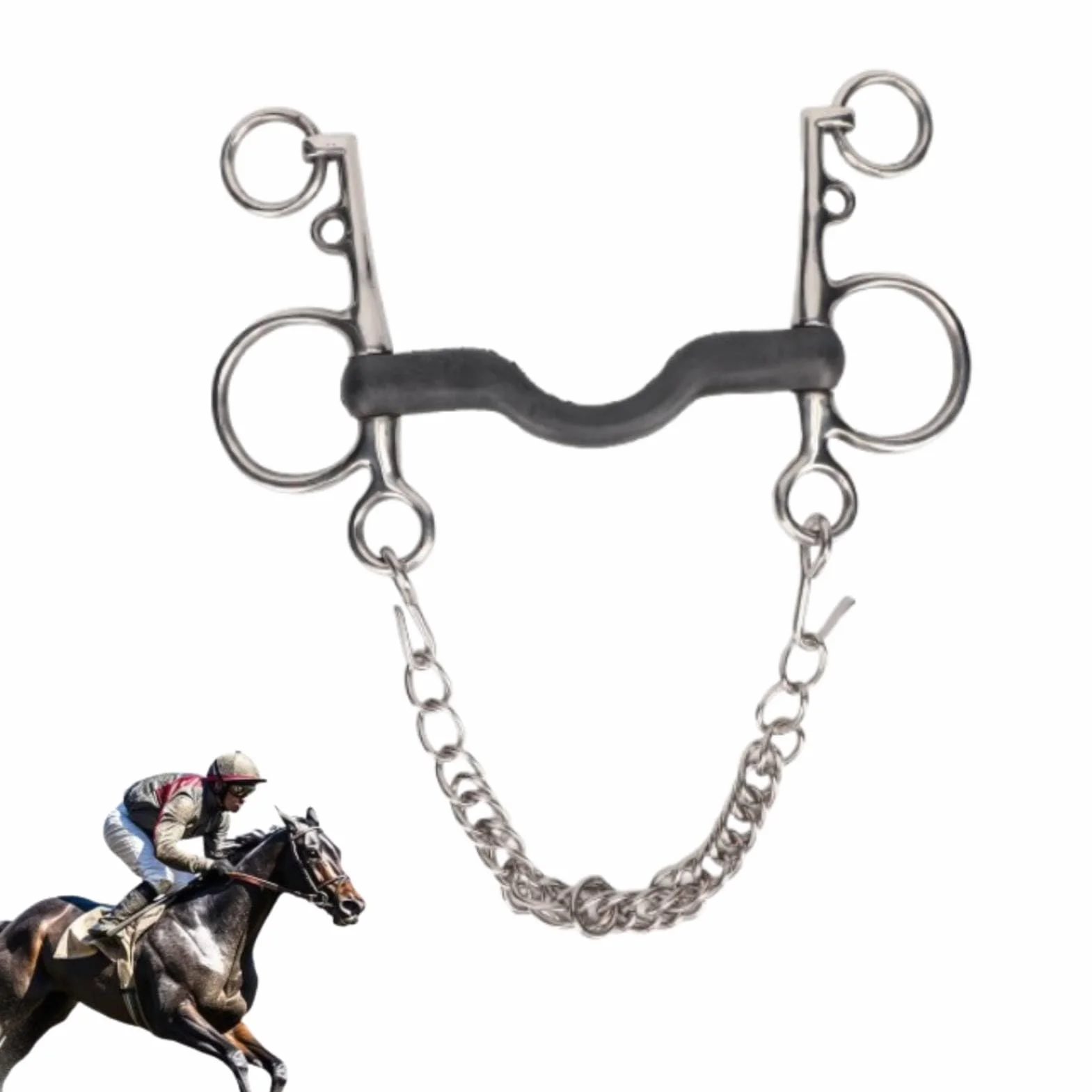 Broca para Caballo, Filete para Caballo, Broca para Boca de Acero Inoxidable, Segura, Pulida a Mano, fácil Control para Accesorios de Carreras
