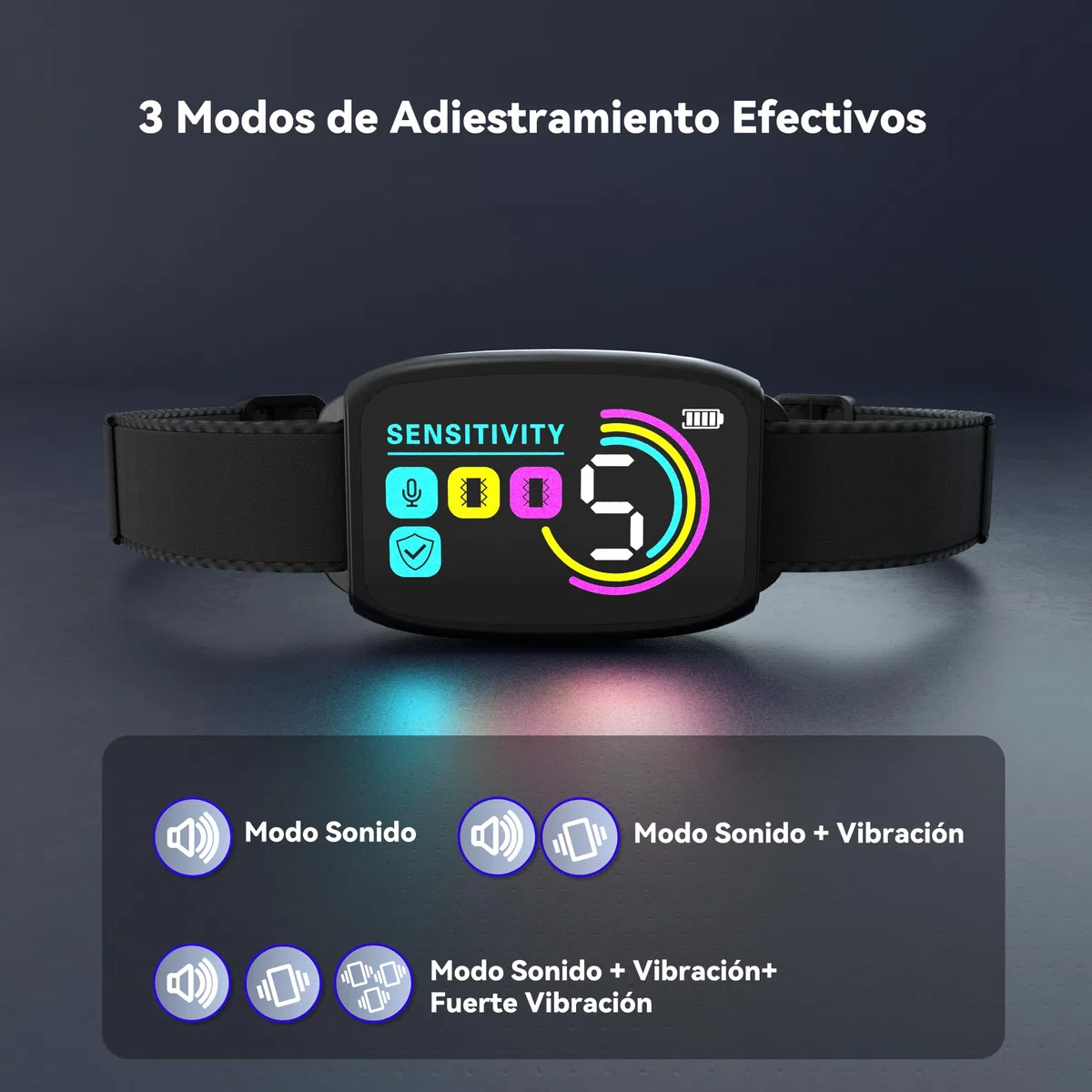 Collar Antiladridos Automático para Perros,Detección Inteligente de Ladridos con Modos de Vibración/Sonido/Fuerte Vibración,Resistente al Agua y Recargable,Adecuado para Perros Grandes y Medianos