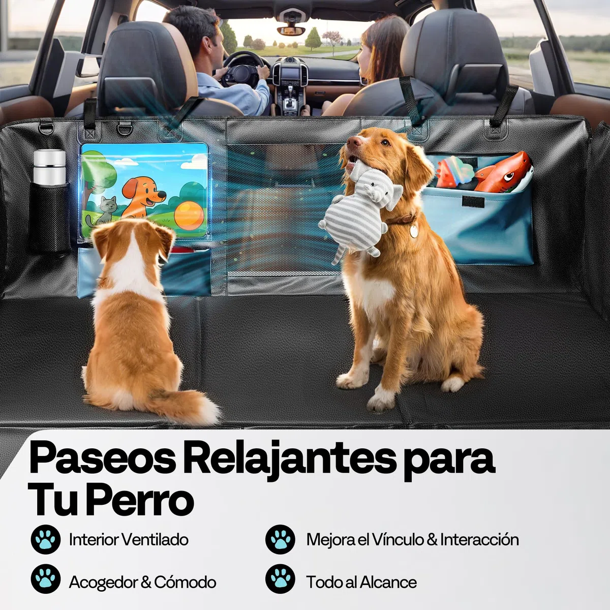 Funda Coche Perro, Impermeable, Antiarañazos del Dura Extensión del Asiento Asiento para Protector Coche Perros Asiento Trasero, Hamaca Viaje Mascotas para la Mayoría de Coches